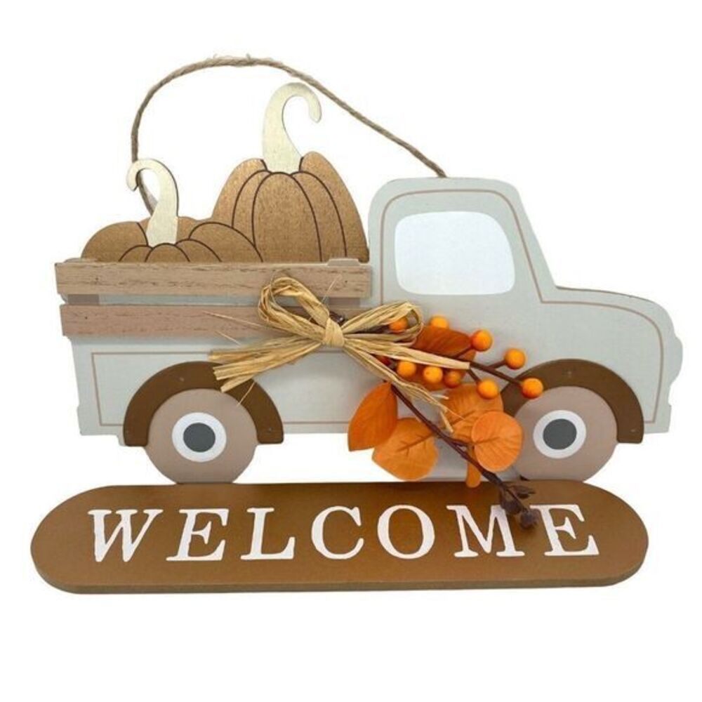 Vintage Truck Fall Farmhouse Pumpkin Welcome Sign Wall Decor